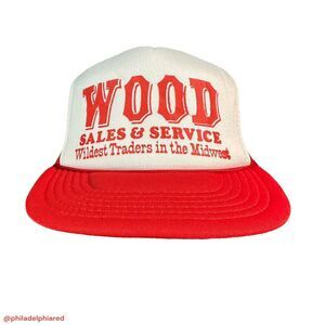 Vintage 1989’s Wood Sales and Service fishnet trucker style SnapBack hat